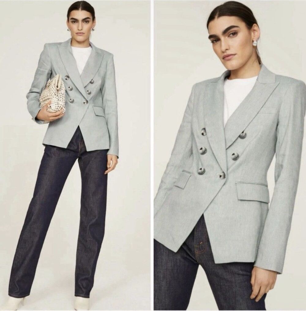 Veronica Beard Miller Dickey Linen Blazer Jacket in Seagrass Green Size 12 $695